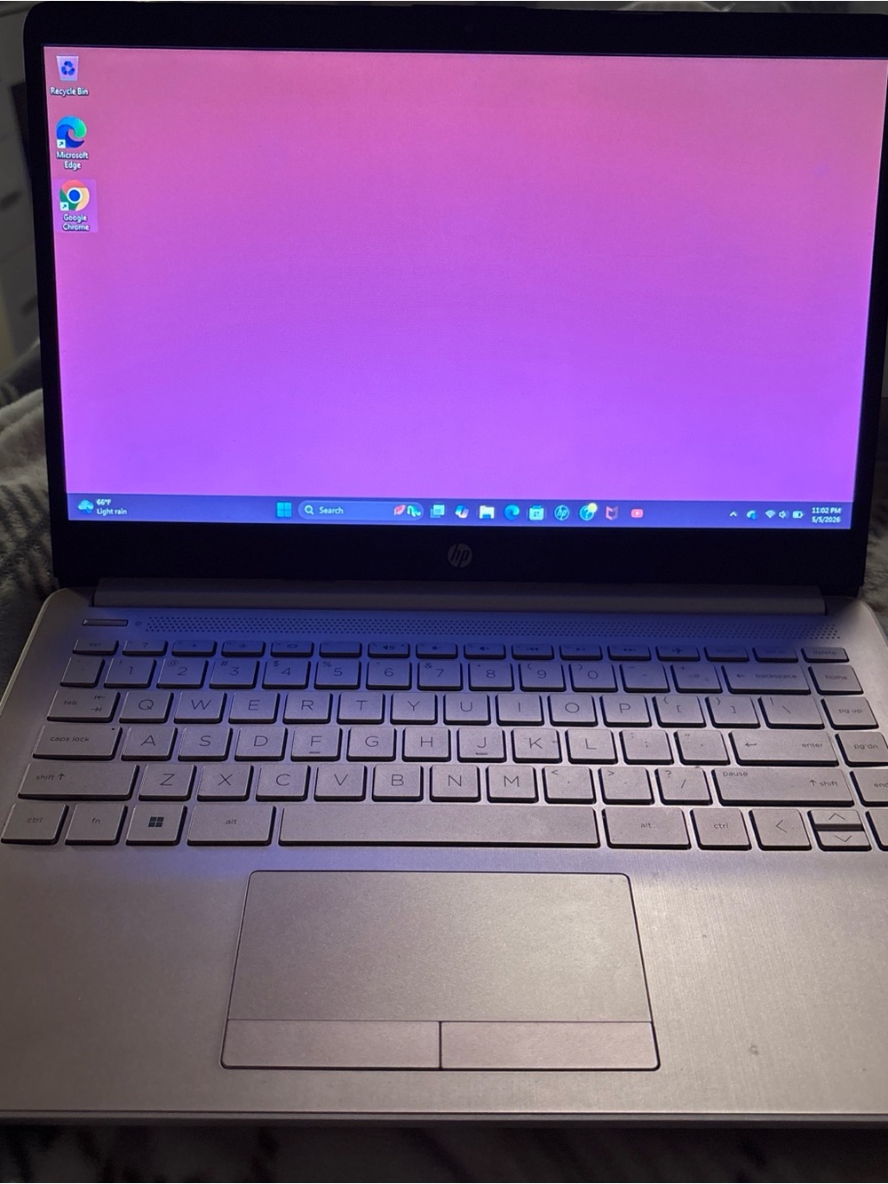 HP Laptop in Silver with Pink Display Accent
